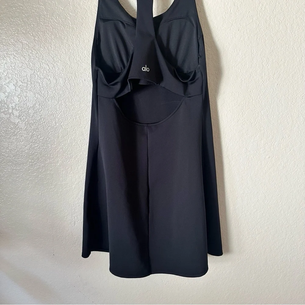 ALO Yoga Black Scoop Neck Racerback Mini Dress